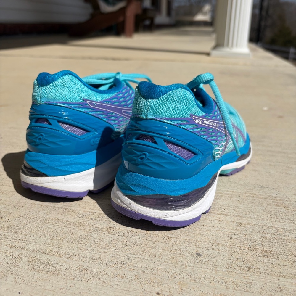 NEW ASICS Gel Nimbus 18 Methyl Blue/Purple/White Women's Running Shoe - Picture 5 of 6